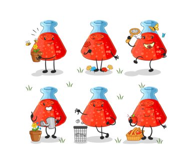 the chemical tube save the earth group. cartoon masco