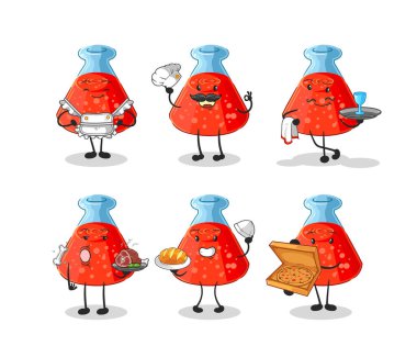 the chemical tube restaurant group character. cartoon mascot vecto
