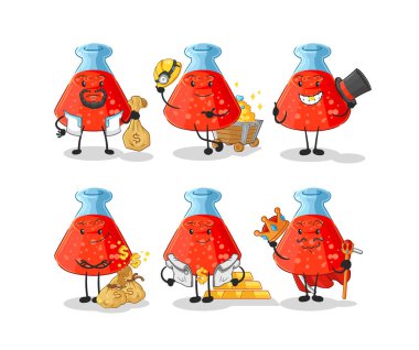 the chemical tube rich group character. cartoon mascot vecto