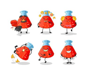 the chemical tube comedy set character. cartoon mascot vecto