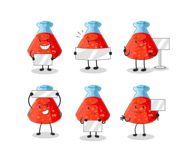 the chemical tube holding board group character. mascot vecto