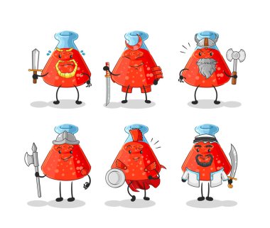 the chemical tube warrior group character. cartoon mascot vecto