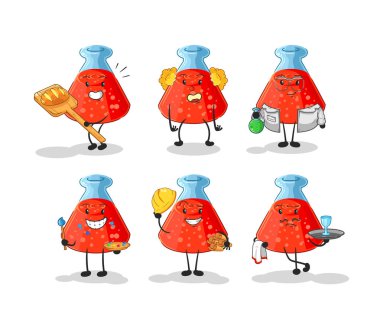 the chemical tube profession set character. cartoon mascot vecto
