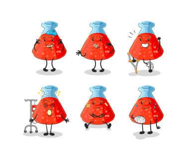 the chemical tube sick group character. cartoon mascot vecto
