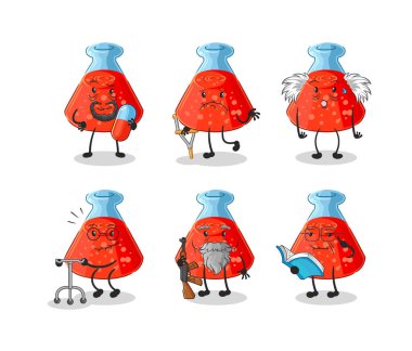 the chemical tube elderly character. cartoon mascot vecto