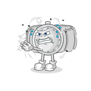 the wristwatch swat fly character. cartoon mascot vecto