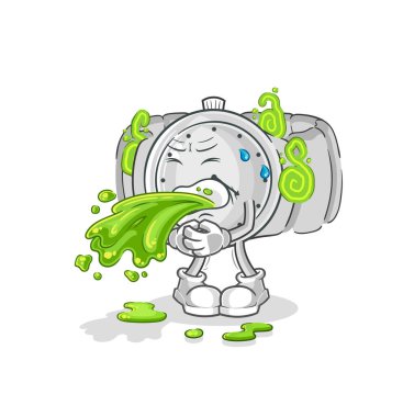the wristwatch throw up cartoon. cartoon mascot vecto