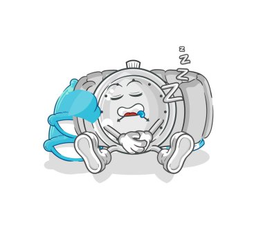 the wristwatch sleeping character. cartoon mascot vecto