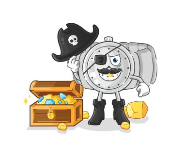the wristwatch pirate with treasure mascot. cartoon vecto