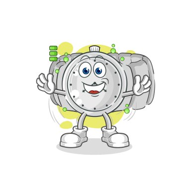 the wristwatch full battery character. cartoon mascot vecto