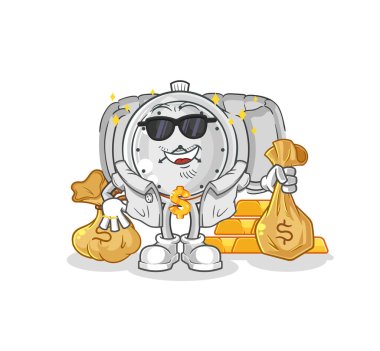 the wristwatch rich character. cartoon mascot vecto