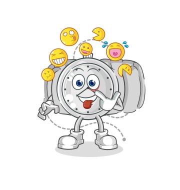 the wristwatch laugh and mock character. cartoon mascot vecto