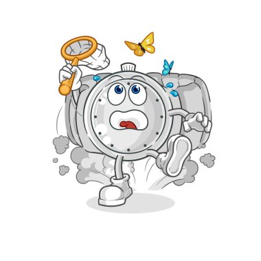 the wristwatch catch butterfly illustration. character vecto