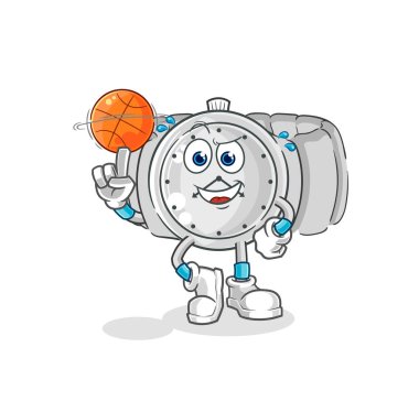 the wristwatch playing basket ball mascot. cartoon vecto