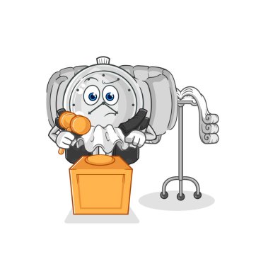 the wristwatch judge holds gavel. character vecto