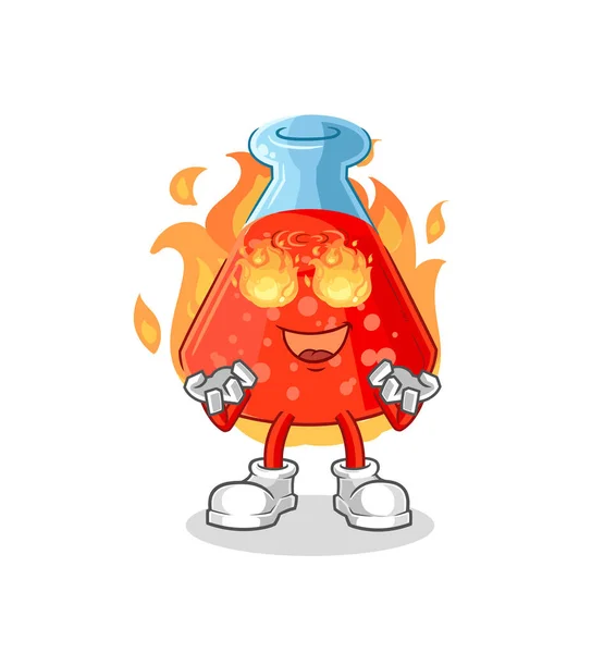 Chemical Tube Fire Mascot Cartoon Vecto — Stock Vector