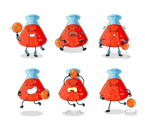 the chemical tube basketball player group character. mascot vecto
