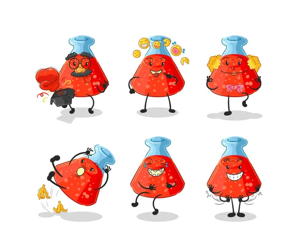 the chemical tube comedy set character. cartoon mascot vecto