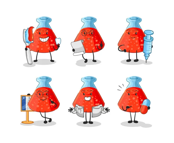 the chemical tube doctor group character. cartoon mascot vecto