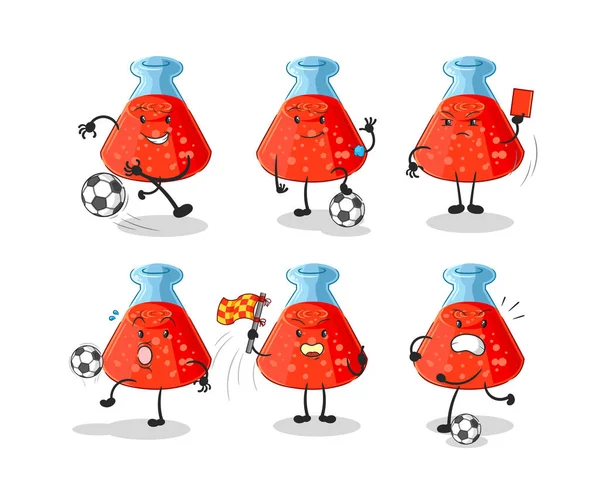 Chemical Tube Football Group Character Cartoon Mascot Vecto — Vetor de Stock