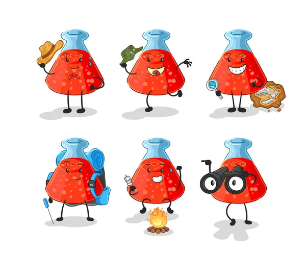 the chemical tube adventure group character. cartoon mascot vecto