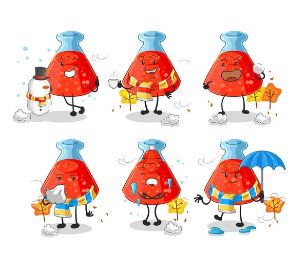 the chemical tube in cold weather character mascot vecto