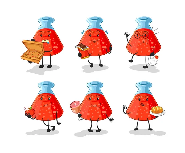 the chemical tube food set character. cartoon mascot vecto