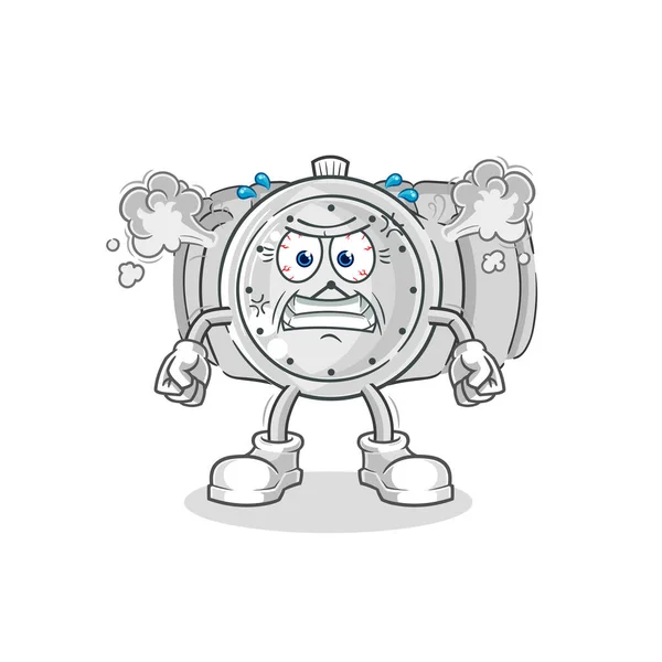 Wristwatch Very Angry Mascot Cartoon Vecto — Stock vektor