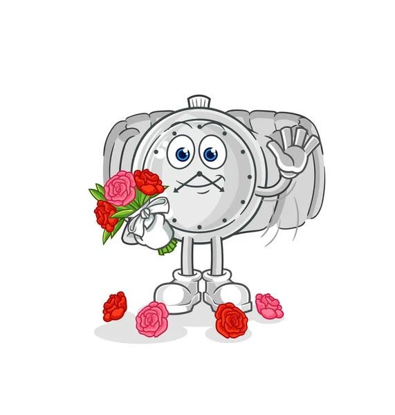 Wristwatch Bouquet Mascot Cartoon Vecto — Stock Vector