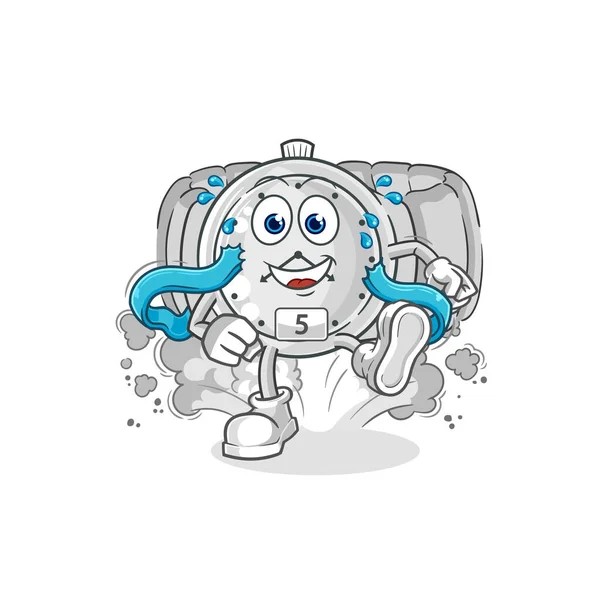 Personaje Del Corredor Del Reloj Pulsera Mascota Dibujos Animados Vecto — Vector de stock