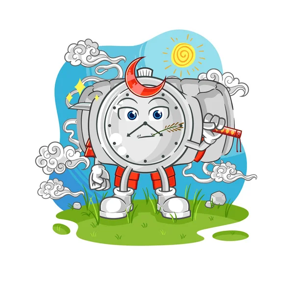 the wristwatch samurai cartoon. cartoon mascot vecto
