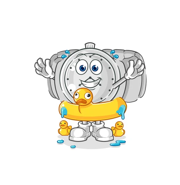 Wristwatch Duck Buoy Cartoon Cartoon Mascot Vecto — Image vectorielle