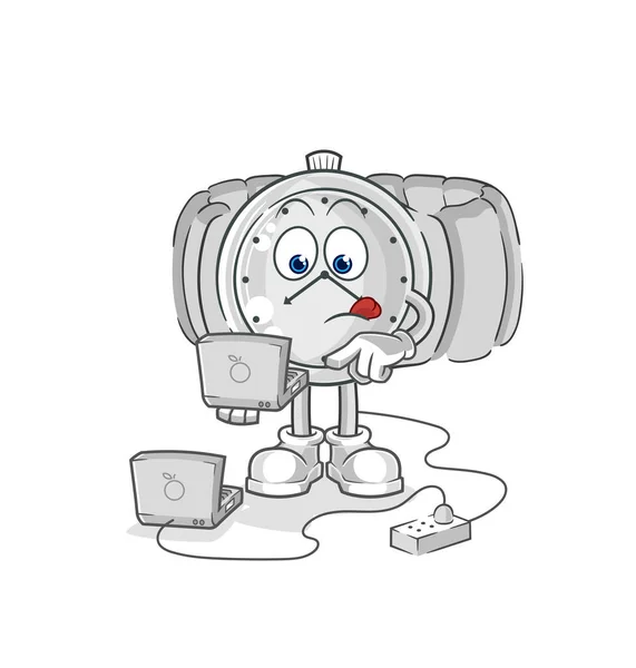 Wristwatch Laptop Mascot Cartoon Vecto — Image vectorielle