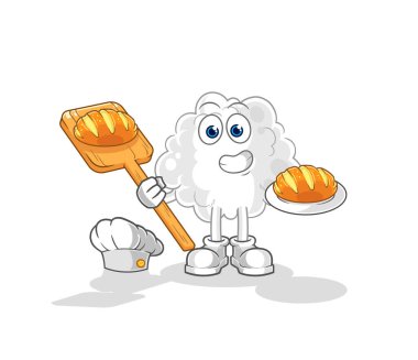 the cloud baker with bread. cartoon mascot vector