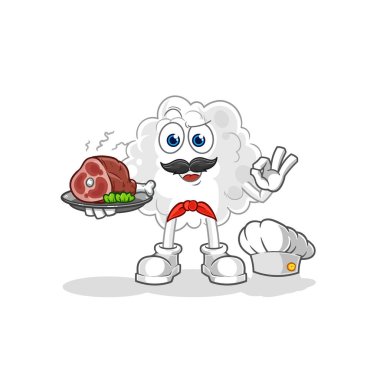 the cloud chef with meat mascot. cartoon vector