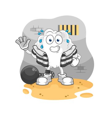 the cloud criminal in jail. cartoon character