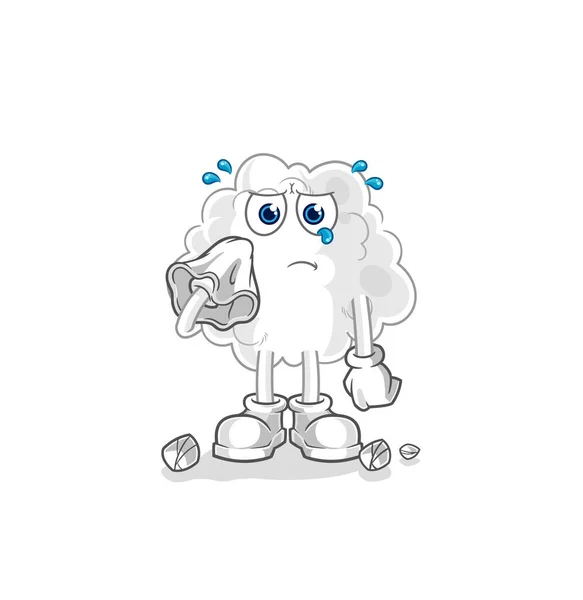 Nube Llora Con Pañuelo Vector Mascota Dibujos Animados — Vector de stock