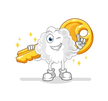 the cloud carry the key mascot. cartoon vector