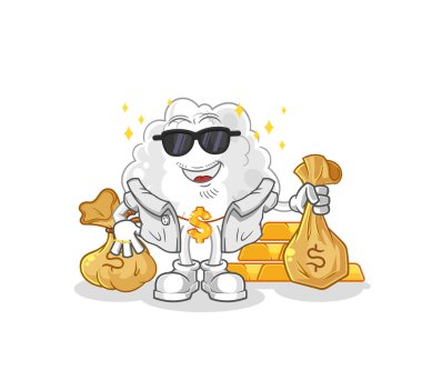 the cloud rich character. cartoon mascot vector