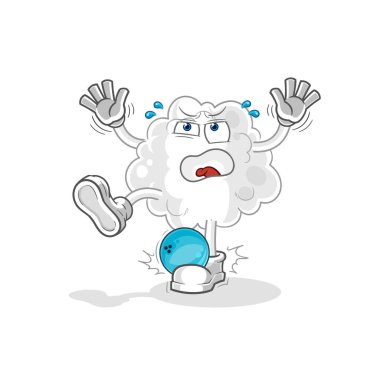 the cloud hiten by bowling cartoon. cartoon mascot vector