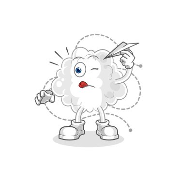 the cloud with paper plane character. cartoon mascot vector