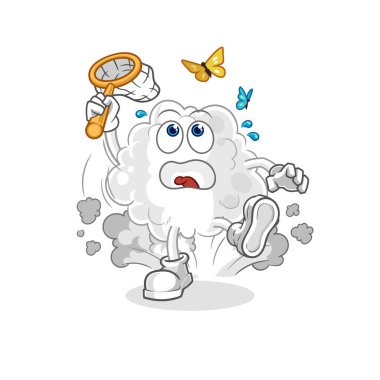 the cloud catch butterfly illustration. character vector