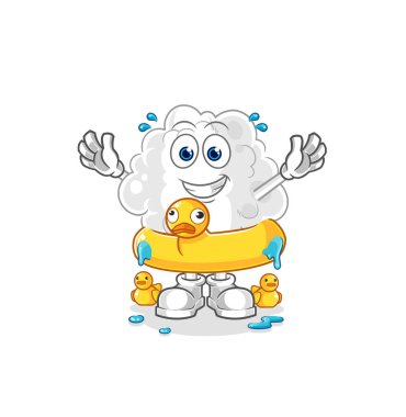 the cloud with duck buoy cartoon. cartoon mascot vector