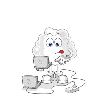 the cloud with laptop mascot. cartoon vector