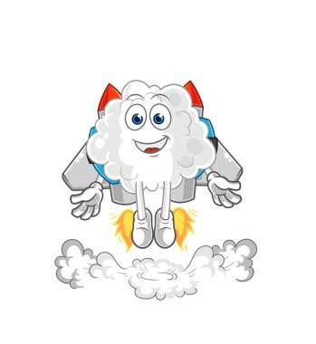 the cloud with jetpack mascot. cartoon vector