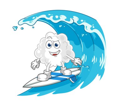 the cloud surfing character. cartoon mascot vector