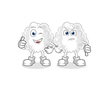 the cloud thumbs up and thumbs down. cartoon mascot vector