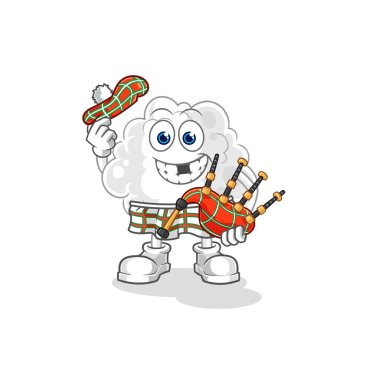 the cloud scottish with bagpipes vector. cartoon character