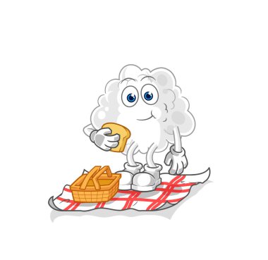 the cloud on a picnic cartoon. cartoon mascot vector