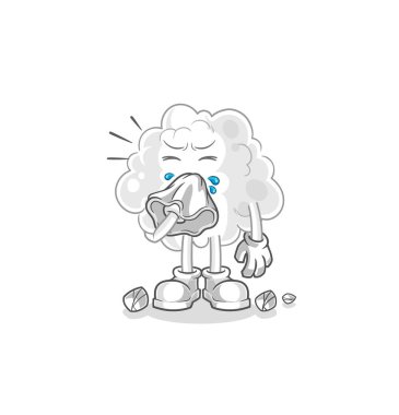 the cloud blowing nose character. cartoon mascot vector
